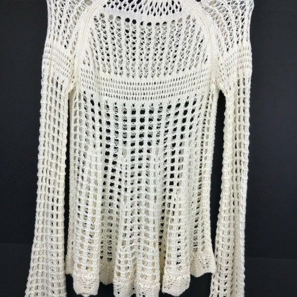Free People Cream Beige Scoop Knit Bell Sleeve S - Picture 2 of 4